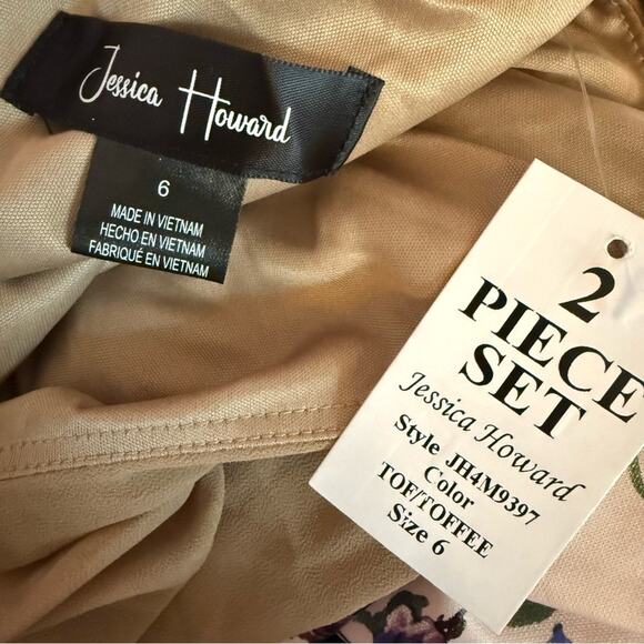 Jessica Howard Women's Soutache Jacket & Jewel-Neck Midi Dress Toffee Sz 6 - Picture 10 of 13